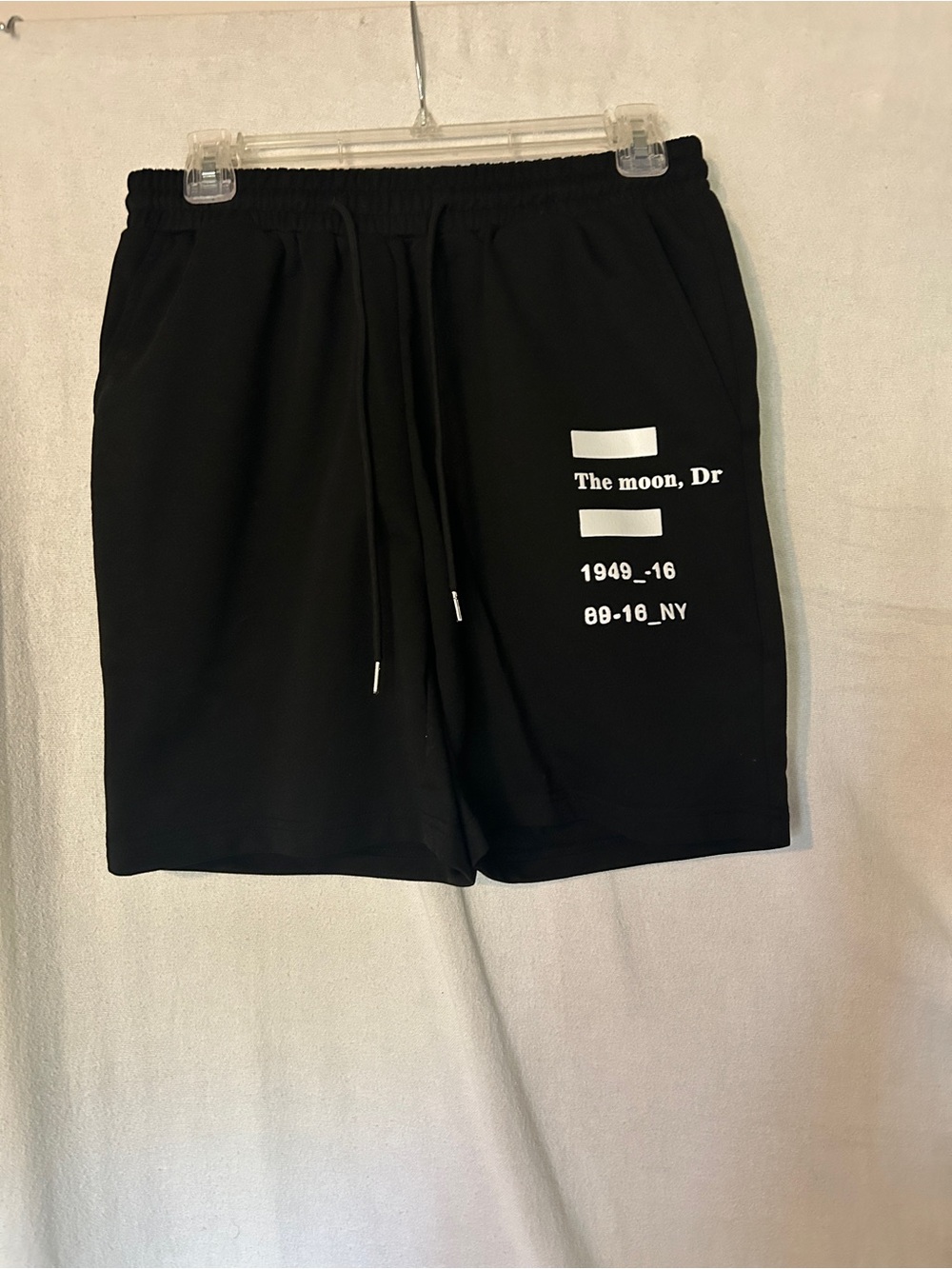 Black Graphic Men's Drawstring Shorts